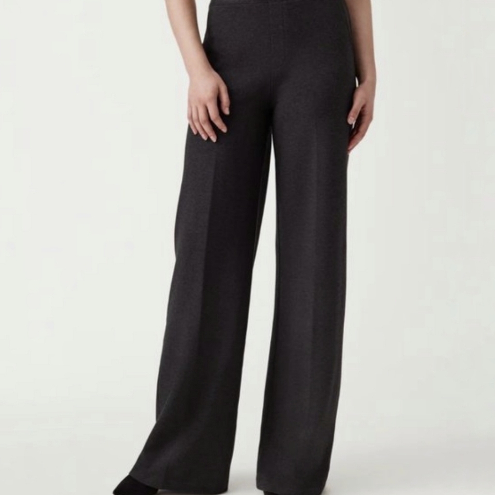 Spanx The Perfect Pant, Wide Leg, Charcoal Heather, XL Petite